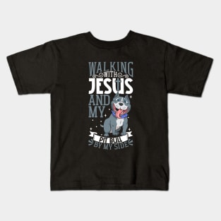 Jesus and dog - Pit Bull Kids T-Shirt